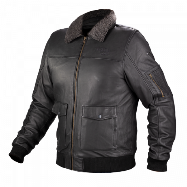 Nordcode Μπουφάν Μηχανής Spitfire Ανδρικό Χειμερινό Δερμάτινο Μαύρο