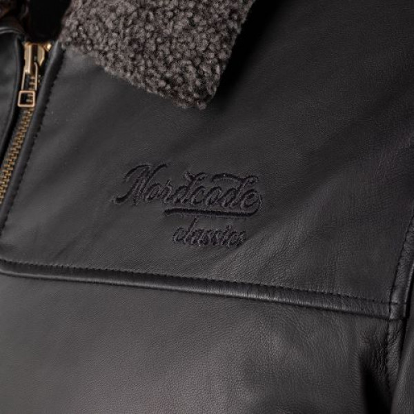 Nordcode Μπουφάν Μηχανής Spitfire Ανδρικό Χειμερινό Δερμάτινο Μαύρο