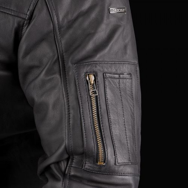 Nordcode Μπουφάν Μηχανής Spitfire Ανδρικό Χειμερινό Δερμάτινο Μαύρο