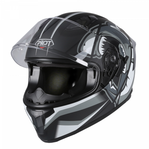 Κράνος Pilot Fighter SV Shark μαύρο/γκρι ματ