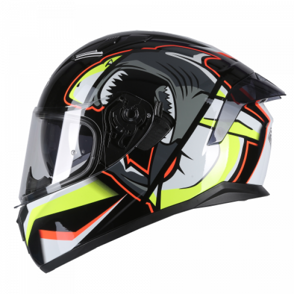 Κράνος Pilot Fighter SV Shark μαύρο/κόκκινο/fluo