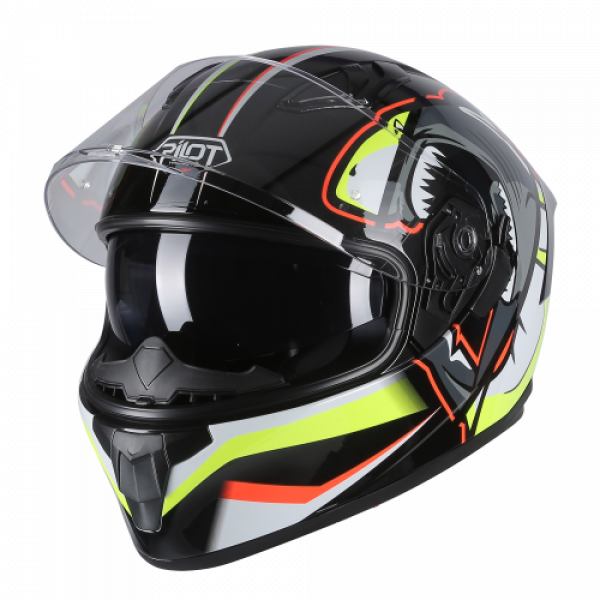 Κράνος Pilot Fighter SV Shark μαύρο/κόκκινο/fluo